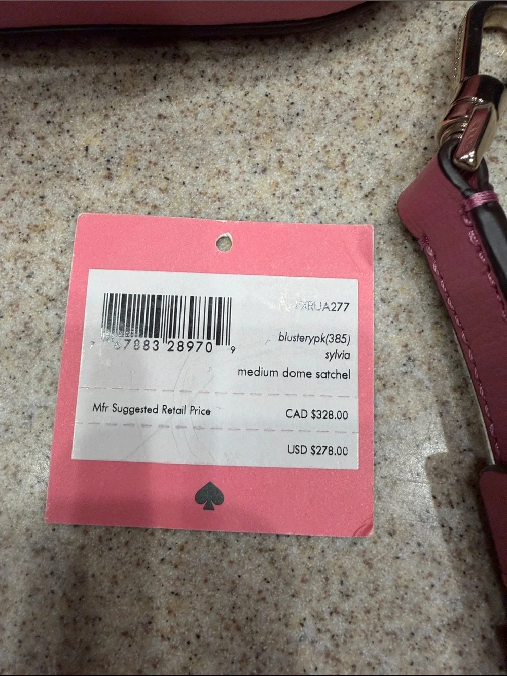 kate spade blustery pink “SylviaPebbled  medium Dome Satchel w/ Removable Strap